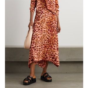 Stella McCartney Cheetah Print Silk Midi Skirt